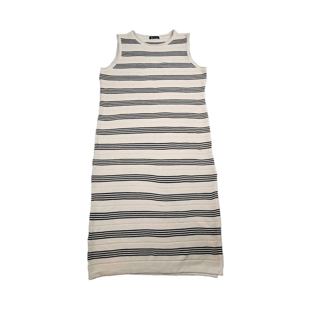 Pretty Garden Sweater Dress Cream/Black Knit Womens XXL Stretch Casual Brunch